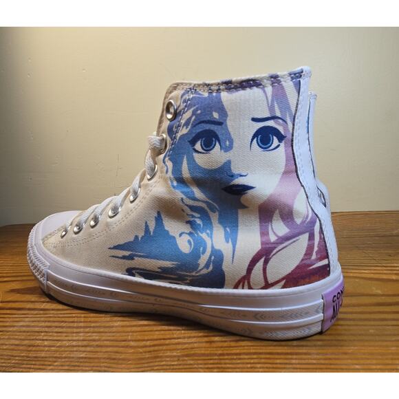 ❄️ Disney Frozen Converse ❄️White Elsa Anna CTAS Women 8.5 Shoes 167357C - Picture 1 of 16